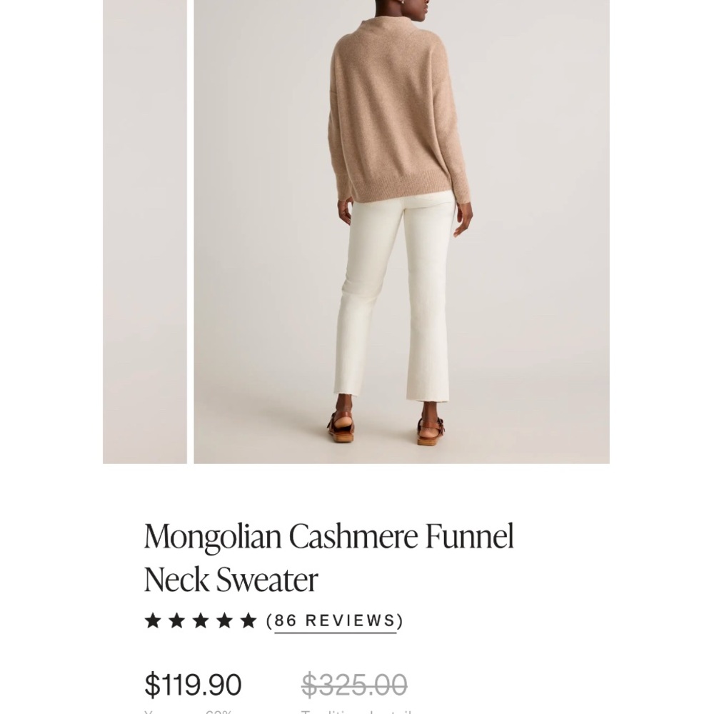 Quince Tan Cowl Neck Sweater Soft and Relaxed Fit